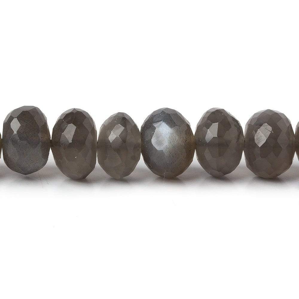 7-7.5mm Platinum Grey Moonstone Faceted Rondelles 16 inch 78 beads A