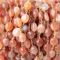 7-8mm Angel Skin Moonstone Plain Nuggets on Gold Plated Chain