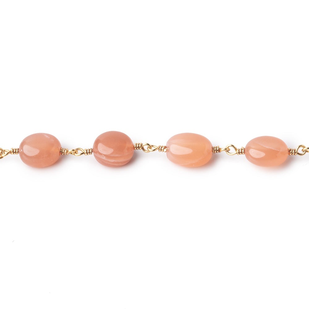7-8mm Angel Skin Moonstone Plain Nuggets on Gold Plated Chain