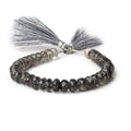 7-8mm Black Tourmalinated Quartz faceted rondelles 7 inch 39 beads AA