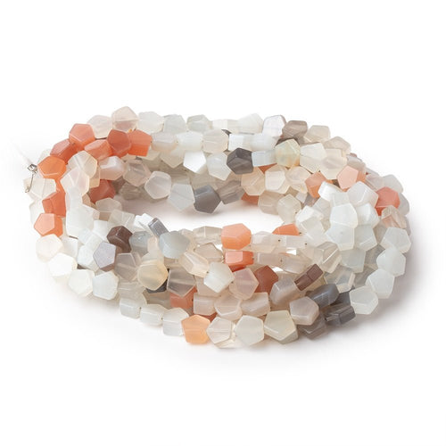 7-8mm Multi Color Moonstone Plain Pentagon Beads 18 inch 63 pieces