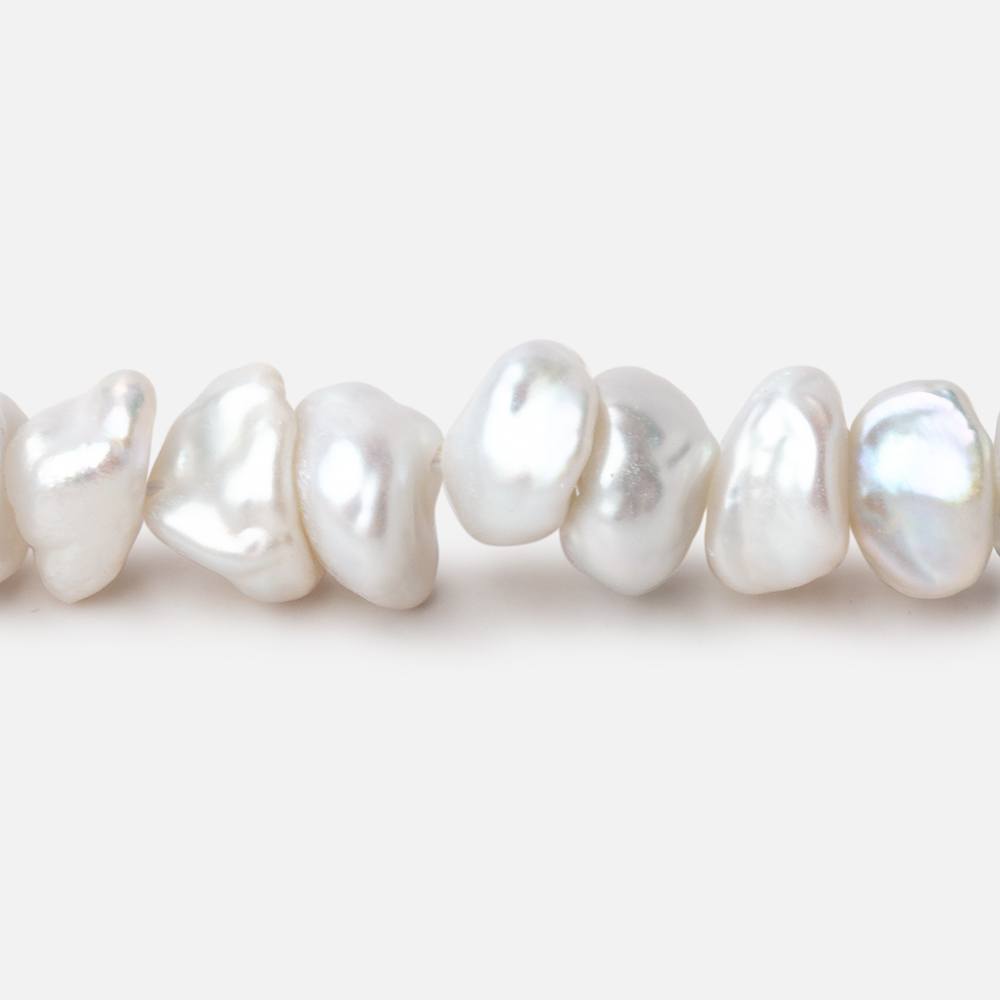 7-8mm Off White Center Drill Keshi Freshwater Pearls 16 inch 75 beads
