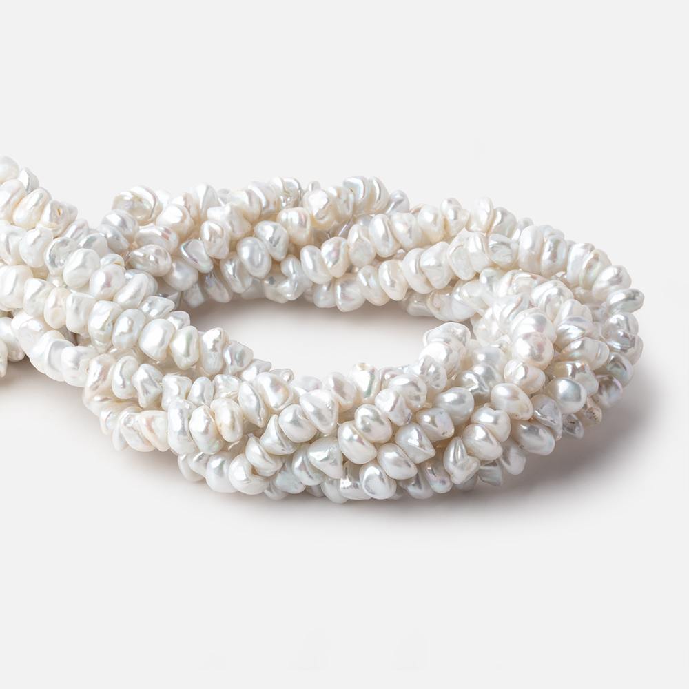 7-8mm Off White Center Drill Keshi Freshwater Pearls 16 inch 75 beads