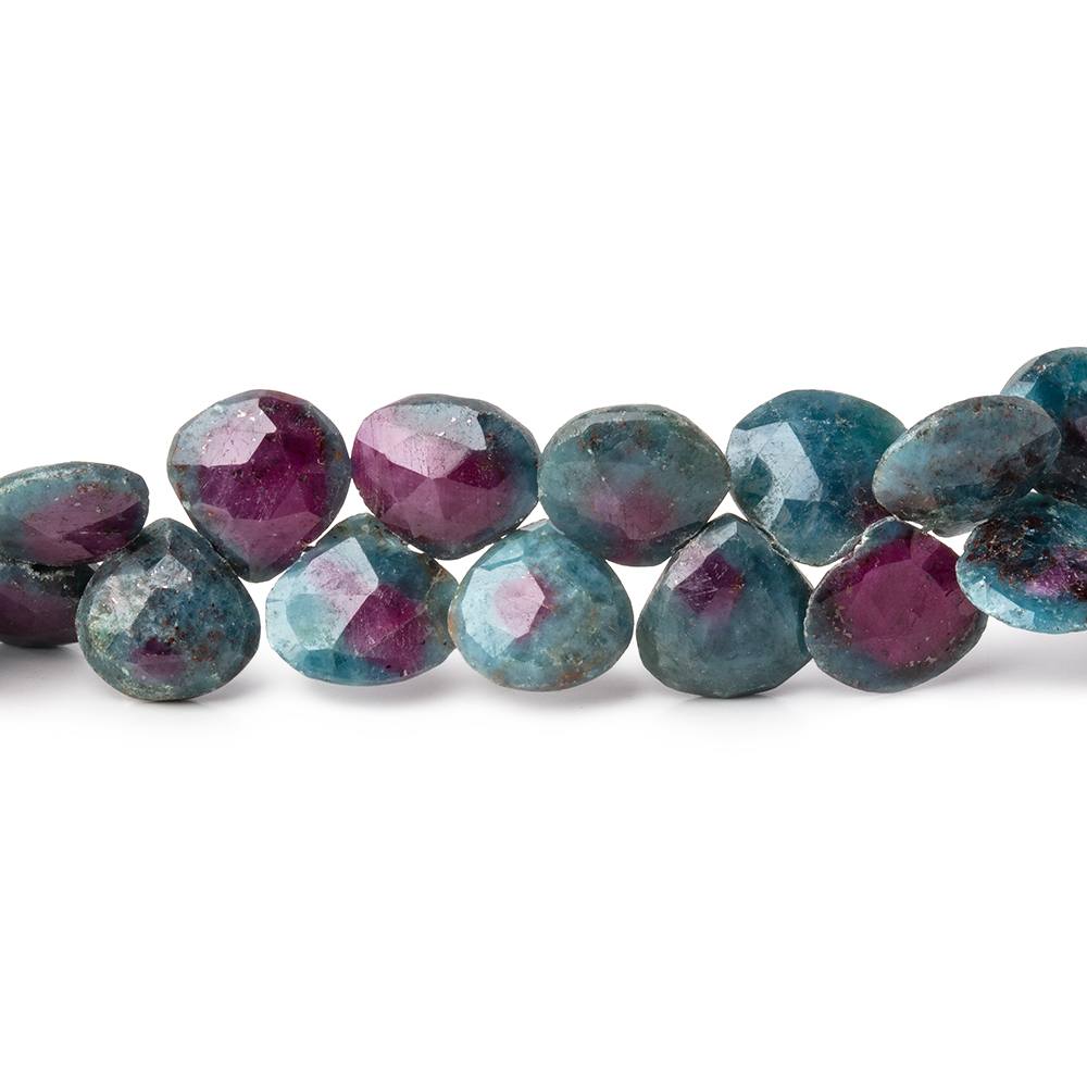 7-8mm Ruby in Kyanite Faceted Heart Beads 8 inch 52 pieces