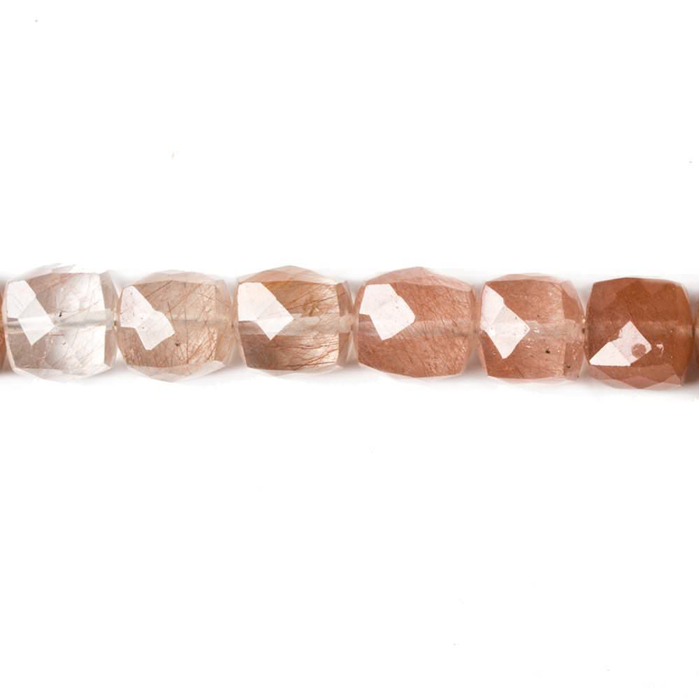 7-8mm Rutilated Quartz Faceted Cube 8 inch 28 pieces