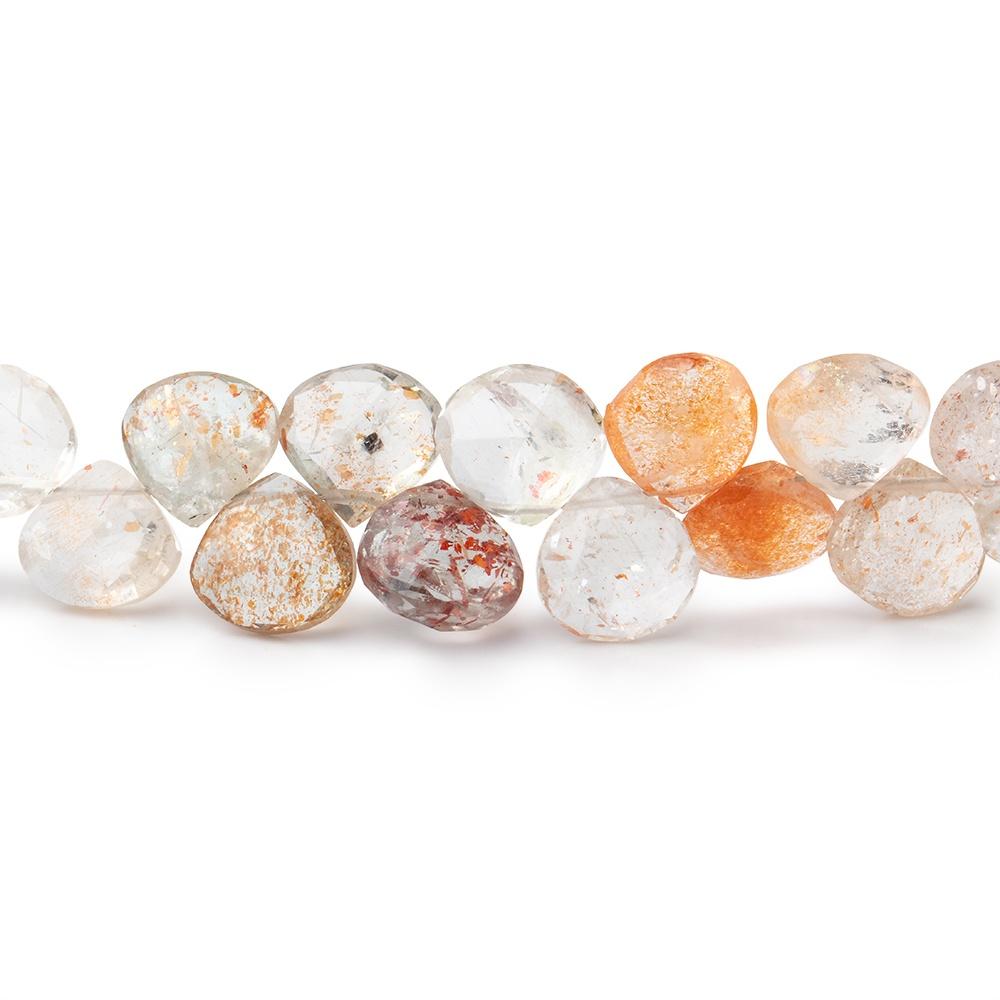 7-8mm Shaded Oregon Sunstone Faceted Heart Beads 7.5 inch 46 pieces