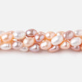 7-8mm Tri Color Straight Drilled Oval Freshwater Pearls 16 inch 55 pieces