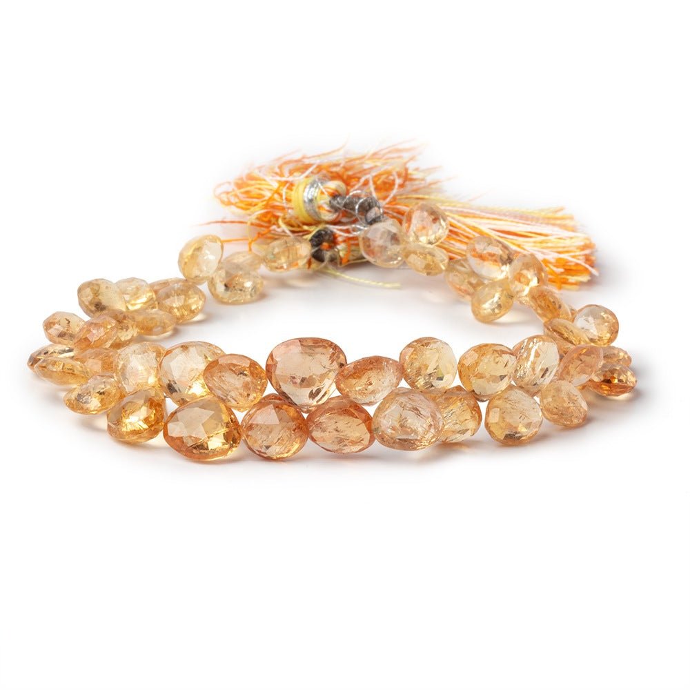 7-9.5mm Imperial Topaz Faceted Heart Beads 8 inch 49 pieces