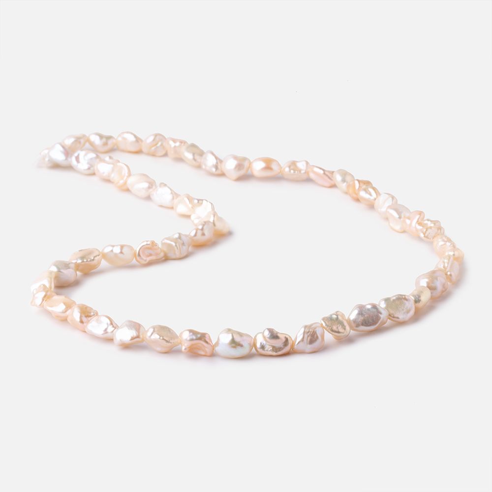7-9mm Peach Straight Drilled Keshi Freshwater Pearls 16 inch 54 pieces