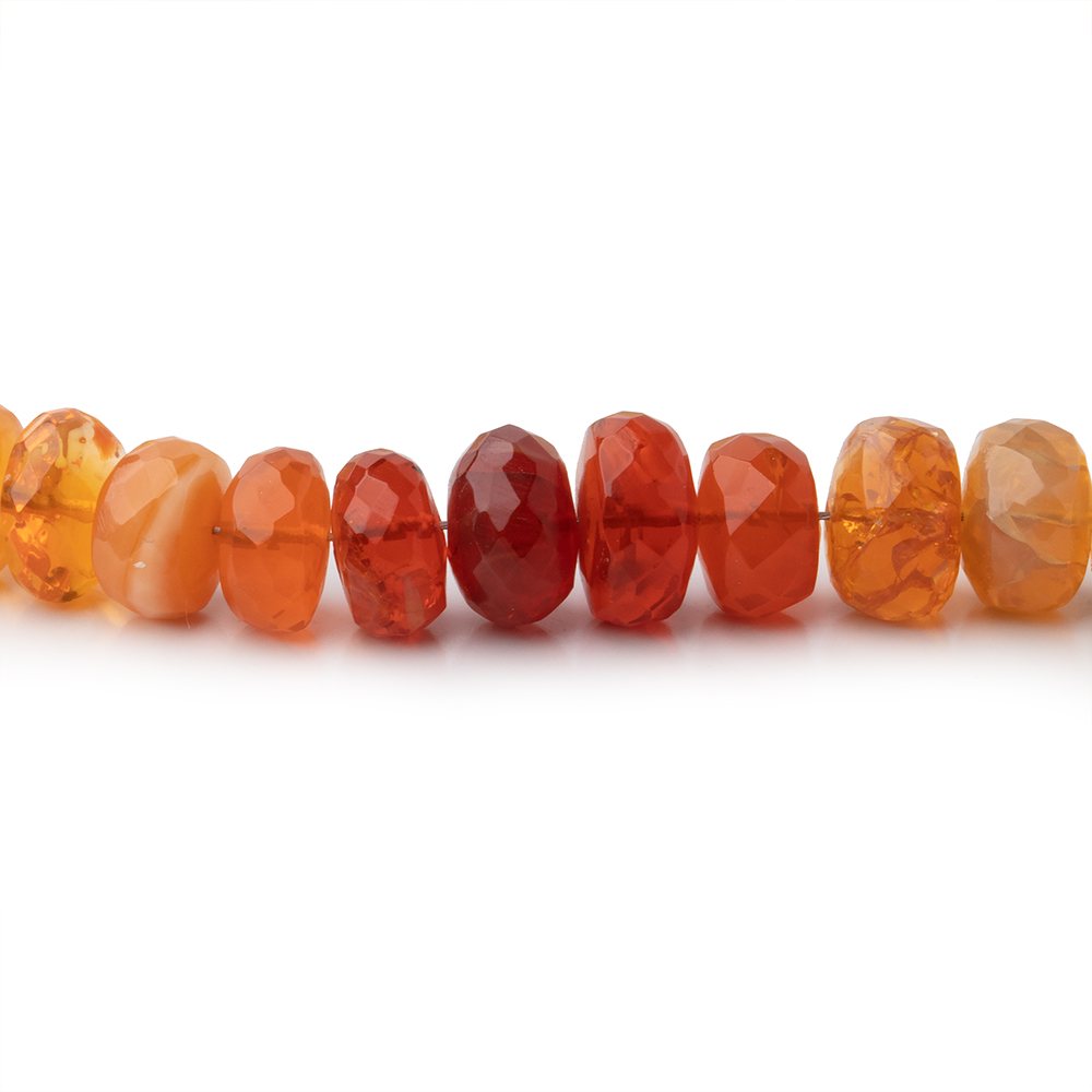7-8mm Mexican Fire Opal Faceted Rondelle Beads 15 inches 87 pieces