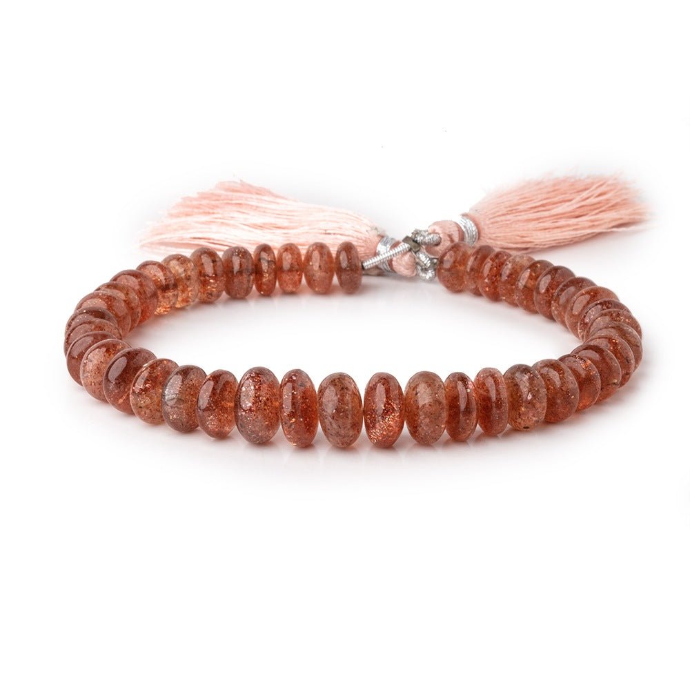 7.5-10.5mm Sunstone Plain Rondelle Beads 8 inch 42 pieces