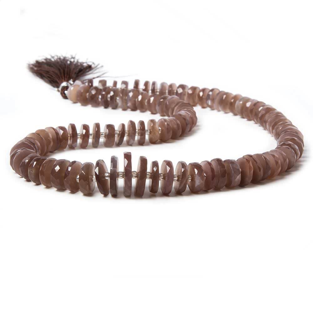 7.5-12mm Chocolate Moonstone faceted heishi beads 16 inch 90 pieces