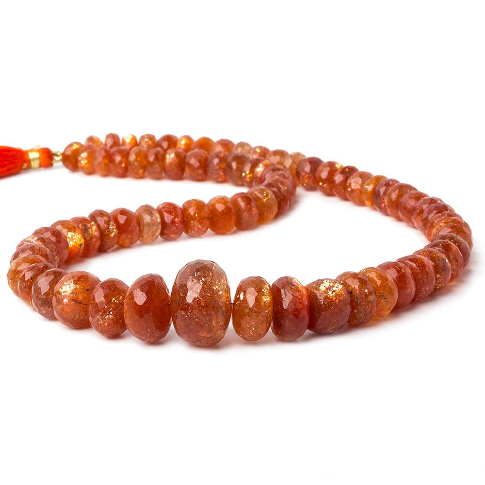 7.5-17mm Sunstone faceted rondelle beads 16 inch 71 pieces AA