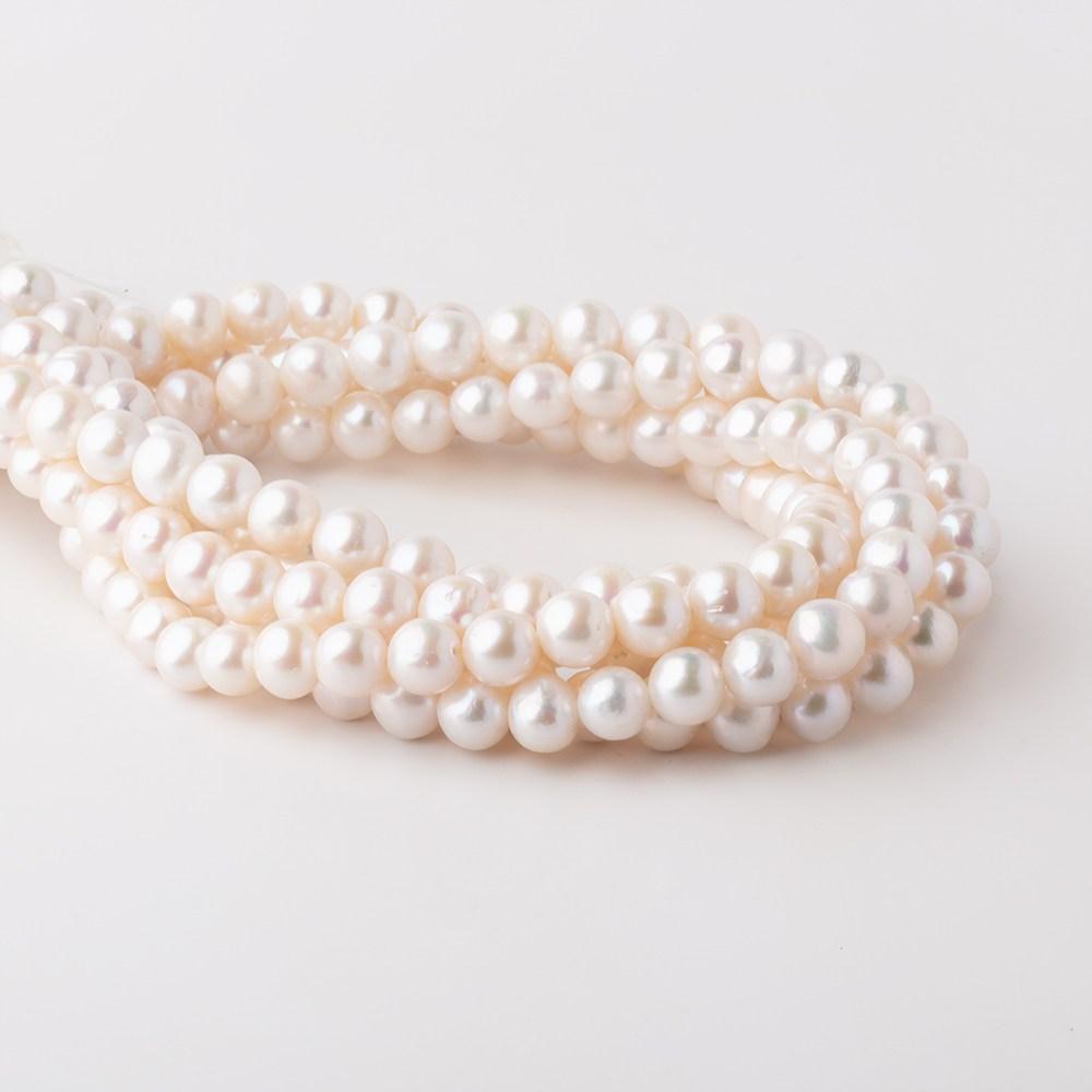 7.5-8.5mm Off White Chinese Akoya Saltwater Pearls 16 inch 53 pieces AA