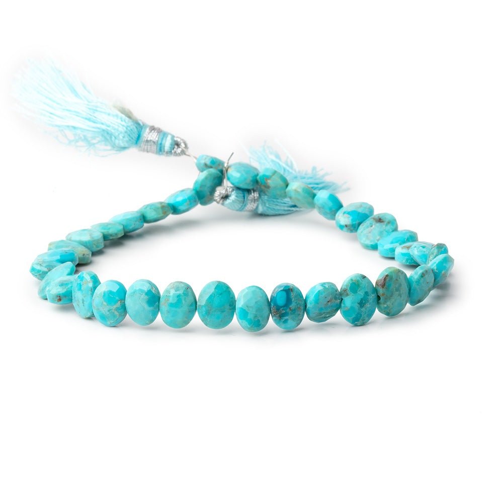 7.5-8.5mm Sleeping Beauty Turquoise Faceted Side Drill Ovals 8 inch 34 Beads