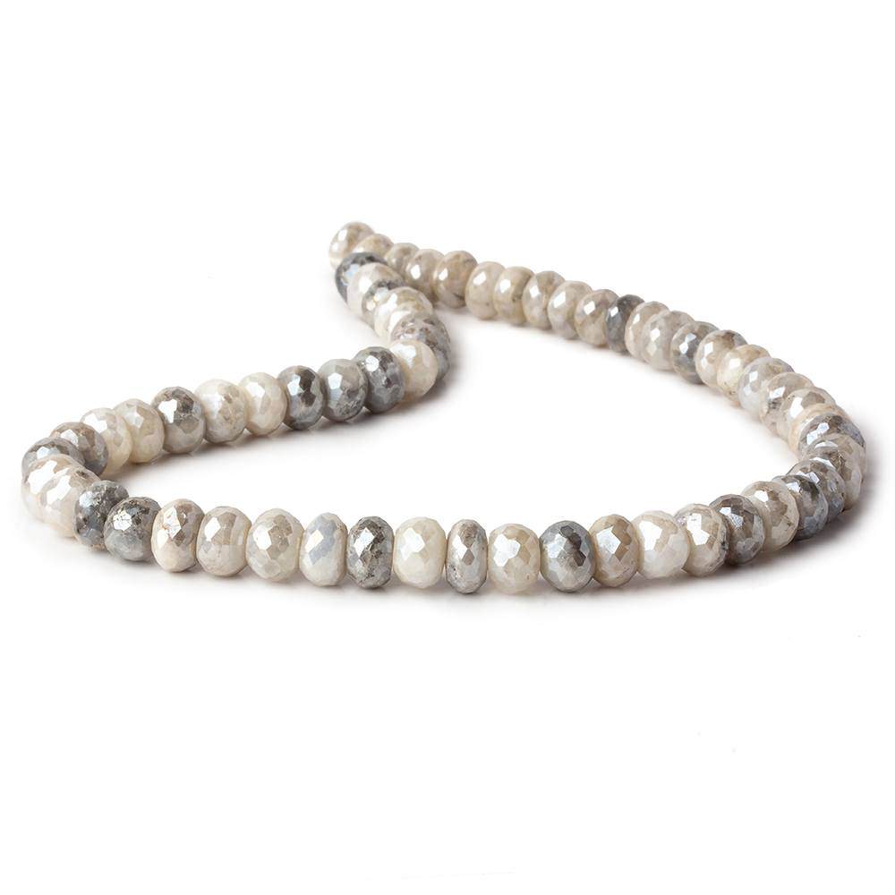7.5-8mm Mystic Warm Grey Quartz faceted rondelles 13 inch 58 beads
