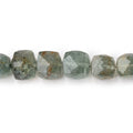 7.5-9mm Moss Aquamarine Faceted Cube Beads 8.75 inch 29 pieces