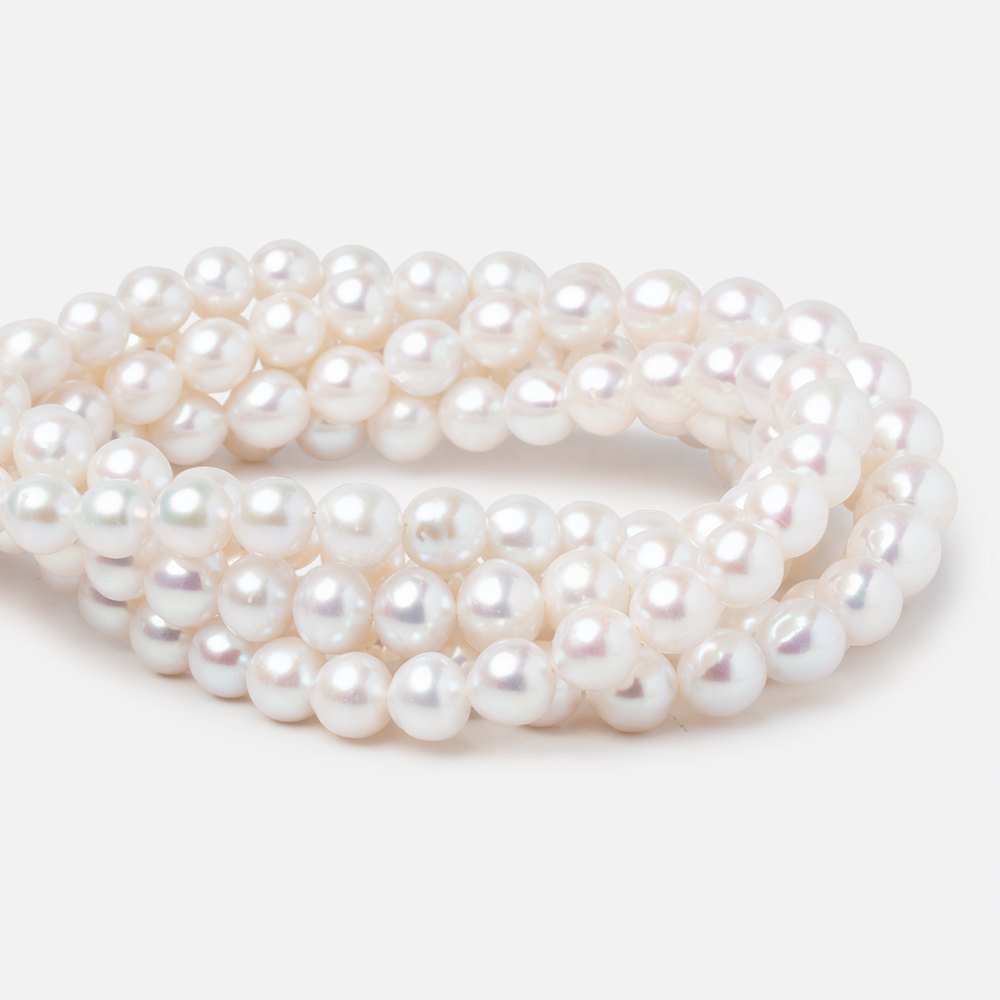7.5-9mm Off White Chinese Akoya Saltwater Pearls 15.5 inch 48 pieces A