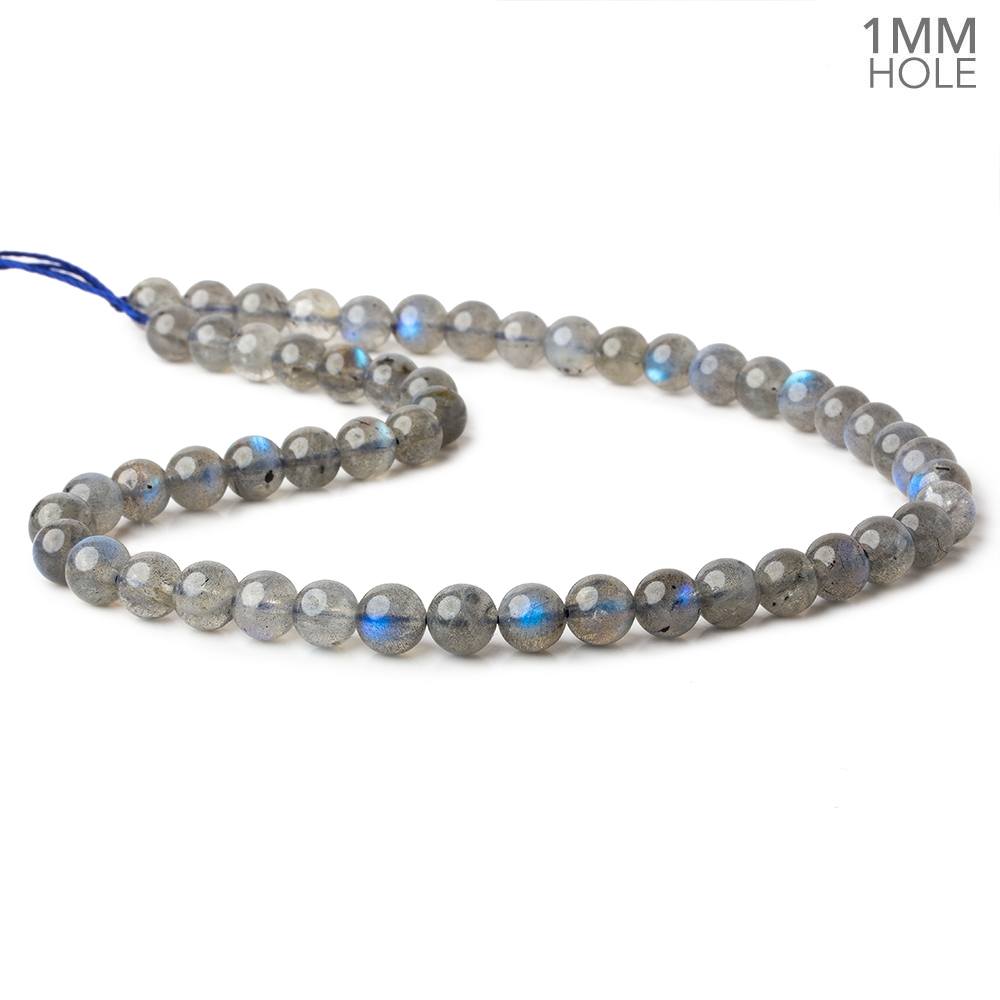 7.5mm Neon Blue flash Labradorite plain rounds 15 inch 52 beads AA