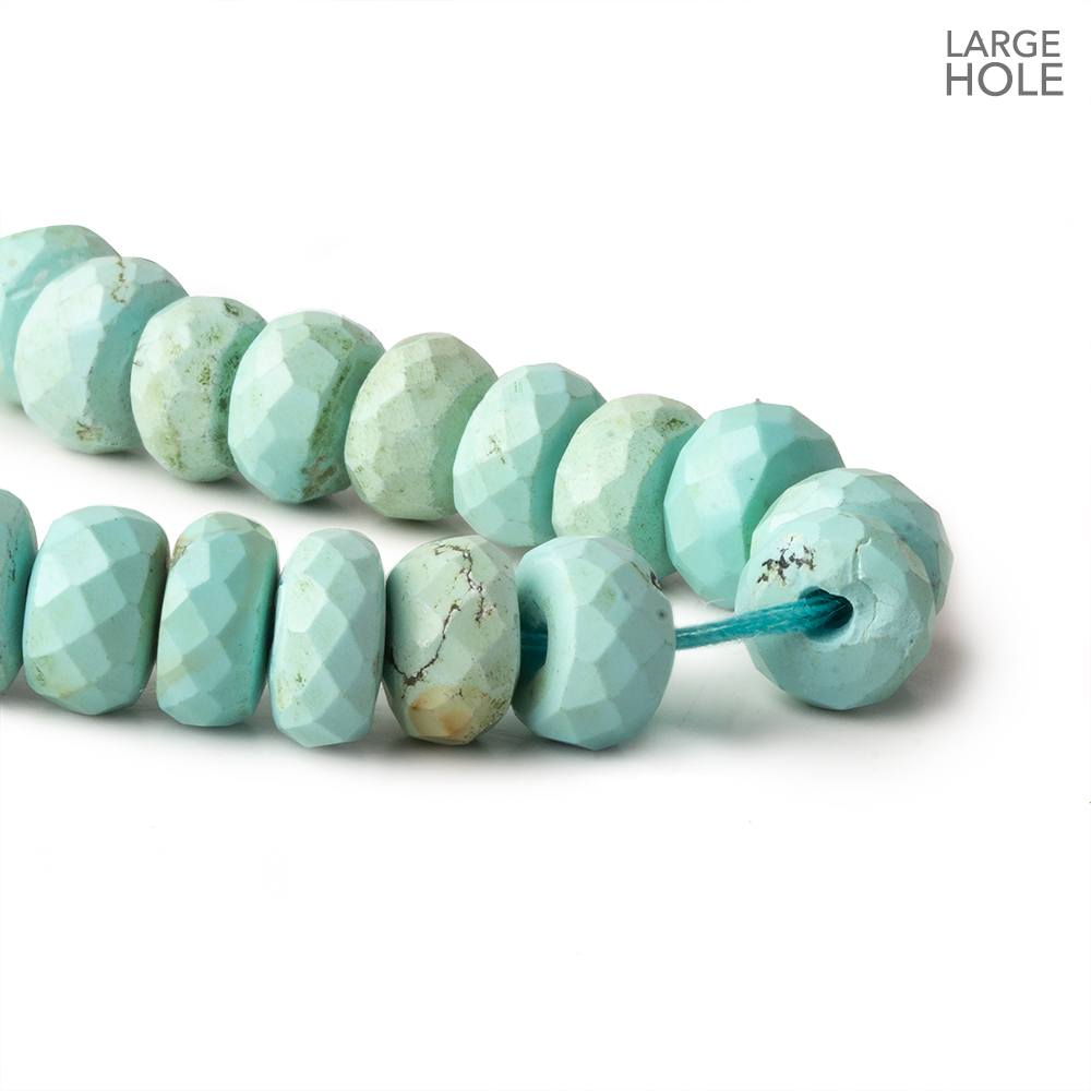 7.5mm Turquoise large hole faceted rondelle beads 16 inch 85 beads