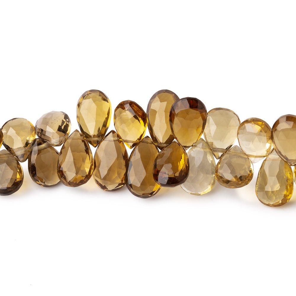 7.5x5.5-10x6mm Shaded Whiskey Quartz Faceted Pear Beads 8 inch 66 pieces AA