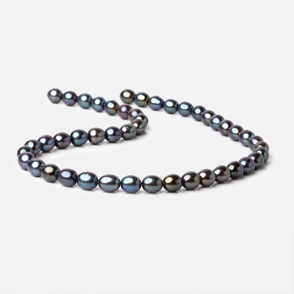 7.5x7-8x7.5mm TriColor Peacock Straight Drill Oval Freshwater Pearl 50 pcs