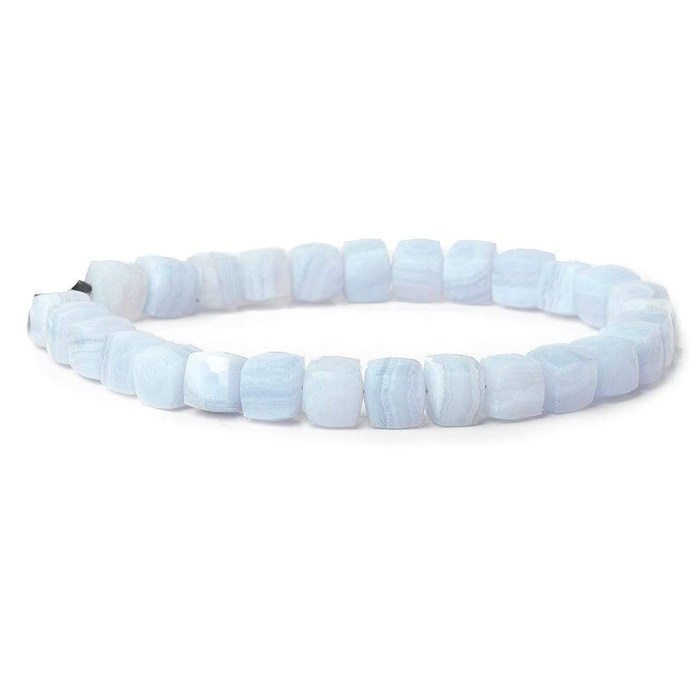 7.5x7.5-8x8mm Blue Lace Agate faceted cubes 8 inch 26 beads A