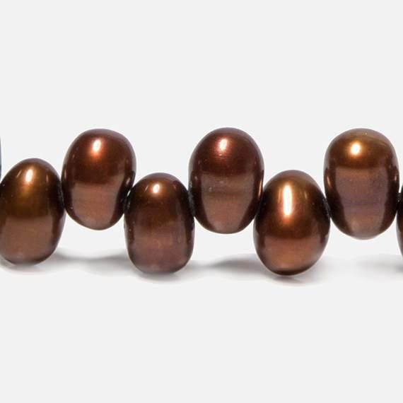 7x5-9x6mm Bronze Top Drilled Oval Freshwater Pearls 15 inch 75 pieces