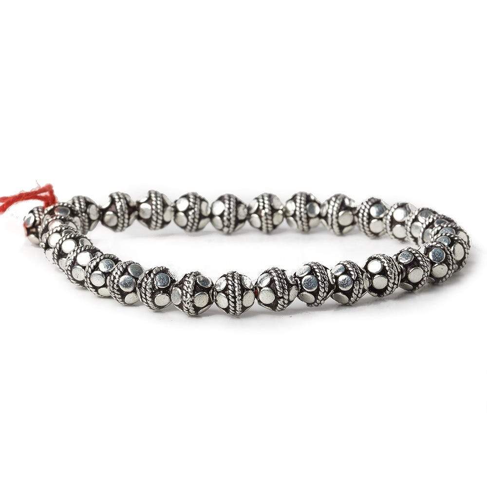 7mm Antiqued Sterling Silver Plated Copper Bead Bali Round 8 inch 31 pcs