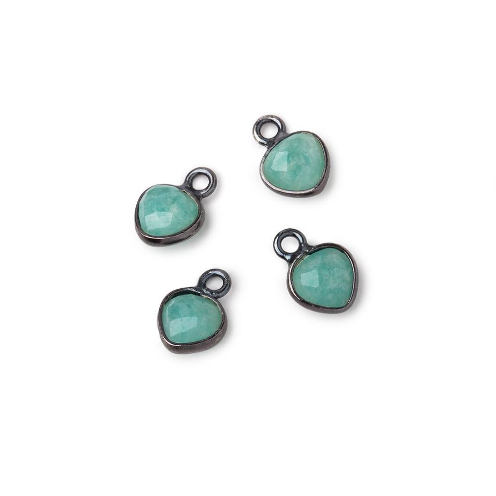 7mm Bezel Set Amazonite Faceted Heart Set of 4 Pendants