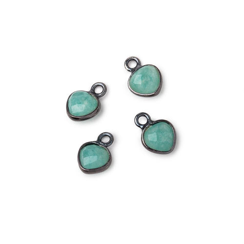 7mm Bezel Set Amazonite Faceted Heart Set of 4 Pendants