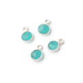 7mm Bezel Set Seafoam Blue Chalcedony Faceted Coin Set of 4 Pendants