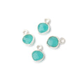 7mm Bezel Set Seafoam Blue Chalcedony Faceted Heart Set of 4 Pendants