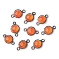 7mm Black Gold Bezel Carnelian Plain Coin Focal Connector 1 piece