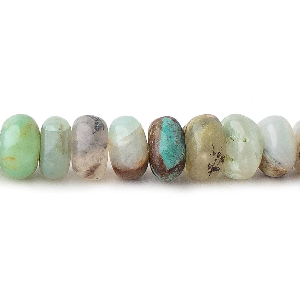 7mm Blue Peruvian Opal plain rondelles 14 inch 86 beads AA