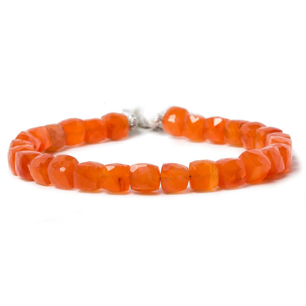 7.5mm Carnelian faceted cube beads 8 inch 30 pieces
