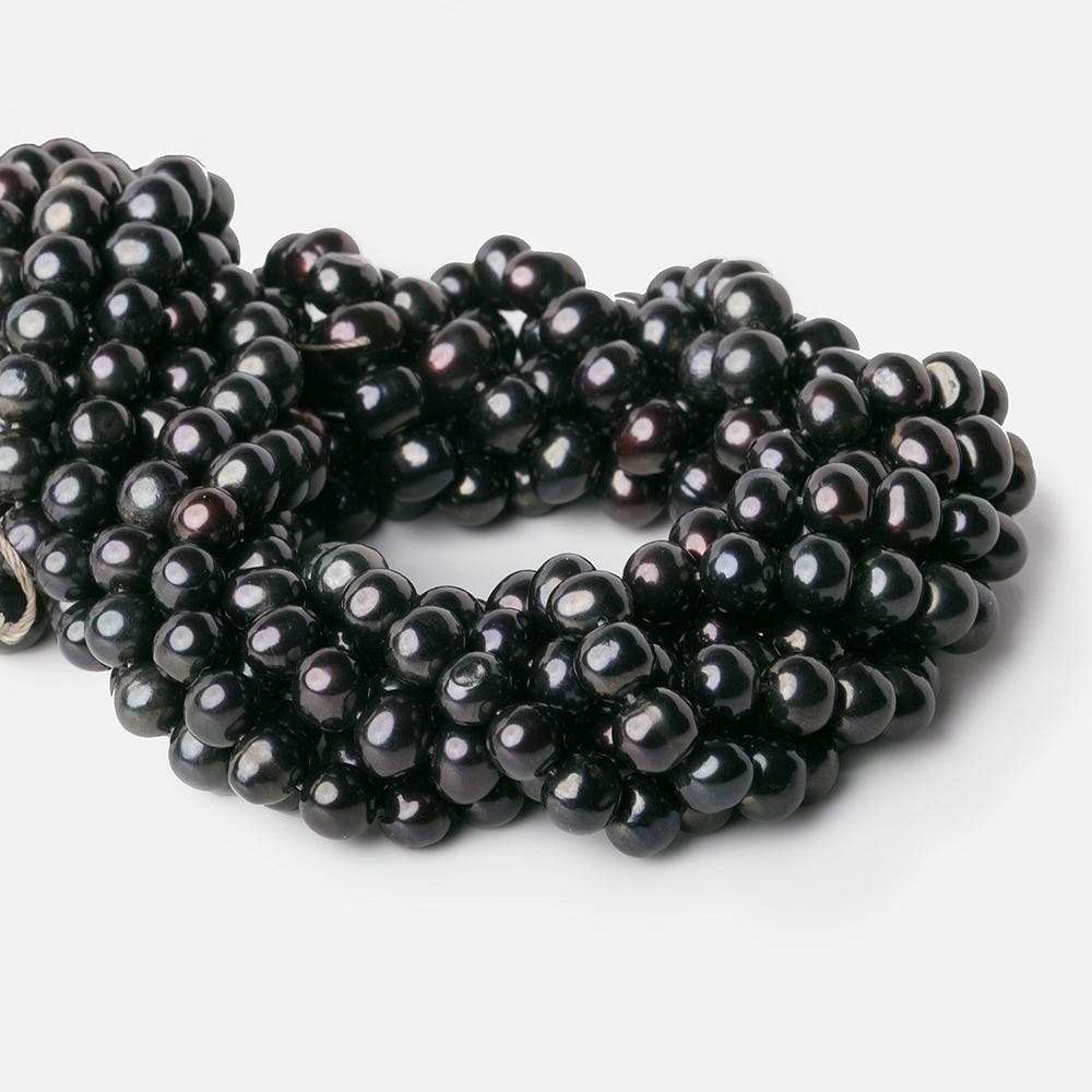 7mm Charcoal Grey Off Round Pearl, 15 inch, 72 pieces