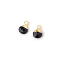 7mm Gold Leafed Black Onyx Faceted Heart Set of 2 Pendants
