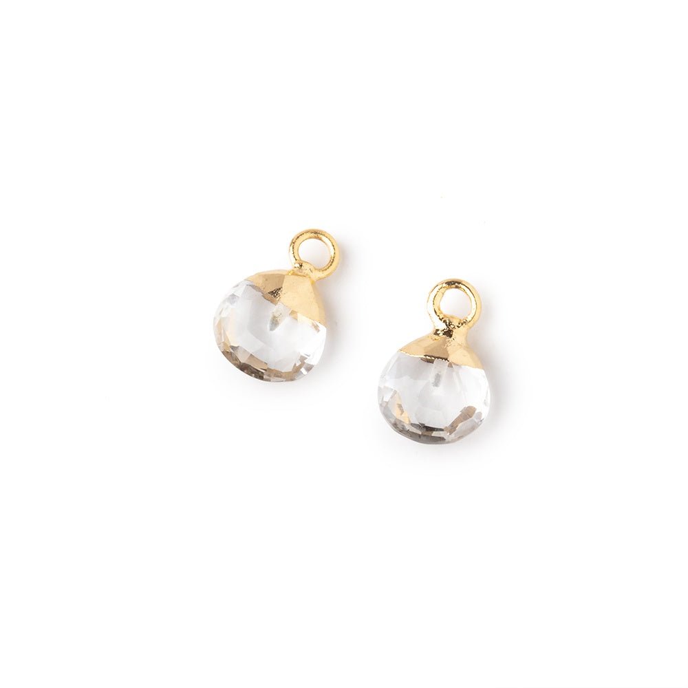 7mm Gold Leafed Crystal Quartz Faceted Heart  Pendant