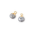 7mm Gold Leafed Dendritic Opal Faceted Heart Set of 2 Pendants