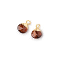 7mm Gold Leafed Hessonite Garnet Faceted Heart Set of 2 Pendants
