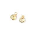 7mm Gold Leafed Lemon Quartz Faceted Heart Set of 2 Pendants