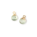 7mm Gold Leafed Prehnite Faceted Heart Set of 2 Pendants
