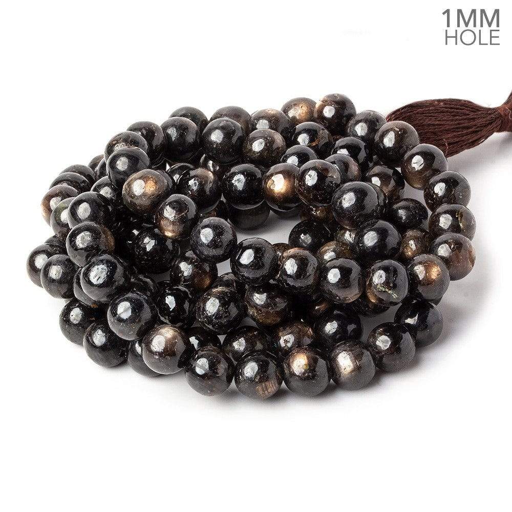 7-7.5mm Golden Sheen Chocolate Sapphire Large hole Plain Rounds 16 inch 56 beads A