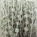 7mm Matte Prasiolite plain rondelle Silver plated Chain by the foot 28 pieces