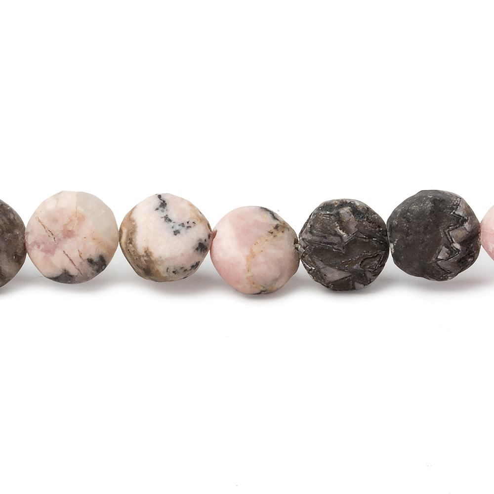 7mm Matte Rhodochrosite plain coin beads 7.5 inch 27 pieces