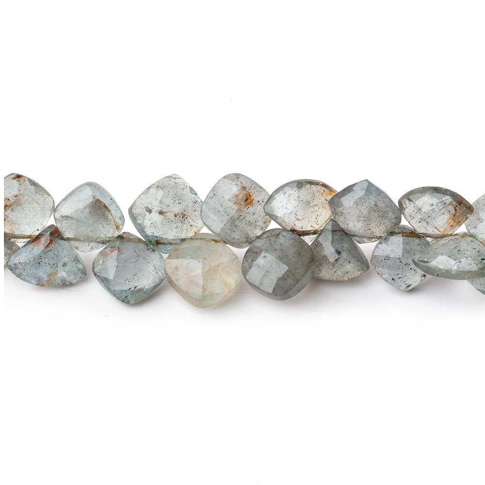 7mm Moss Aquamarine Faceted Fan & Pillow Beads 8 inch 60 pieces