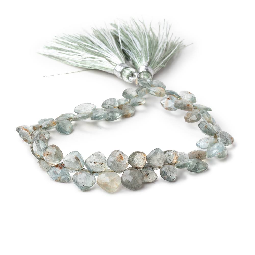 7mm Moss Aquamarine Faceted Fan & Pillow Beads 8 inch 60 pieces