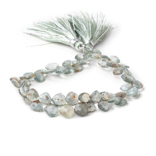 7mm Moss Aquamarine Faceted Fan & Pillow Beads 8 inch 60 pieces