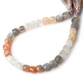 7.5mm Multi Color Moonstone Faceted Cube 8 inch 28 pcs